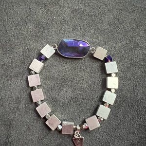 Erimish purple stone and sliver block bead bracelet